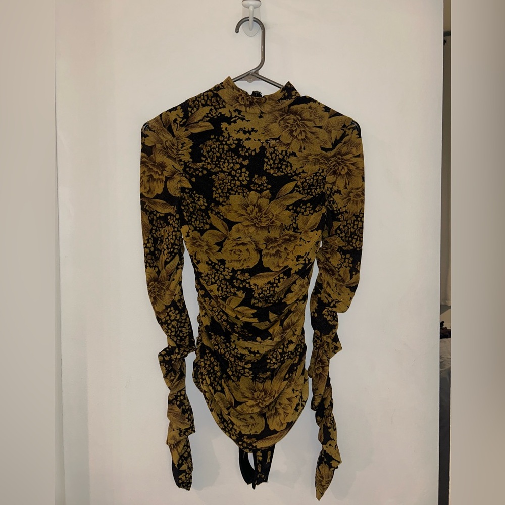 Marciano Black and Gold Floral Bodysuit